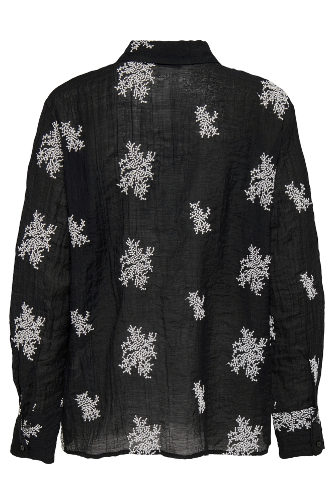 JDYTHEO L/S EMBROIDERY LOOSE SHIRT 15352650 BLACK/FLOWER EMB